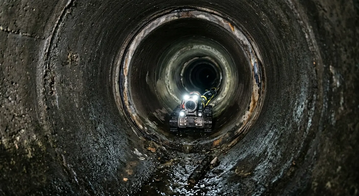 Robotic sewer camera inspecting pipe interior for Sewer Line Cleaning in Toronto